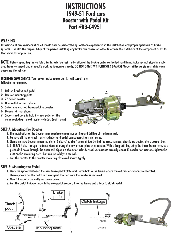 1949-51 Ford Full-size Car Power Brake Booster Kit - Image 6