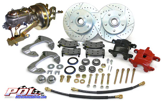 1955-57 Chevy Belair, Impala Front Power Disc Brake Conversion Kit, D154 GM Caliper, 8" Dual Diaphragm Booster, 2 Wheel Disc Prop Valve - Image 2