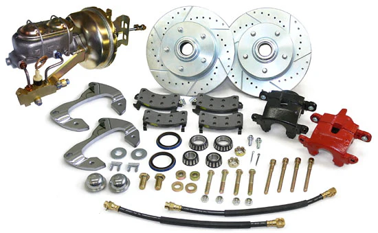 1955-57 Chevy Belair, Impala Front Power Disc Brake Conversion Kit, D154 GM Caliper, 8" Dual Diaphragm Booster, 2 Wheel Disc Prop Valve - Image 3