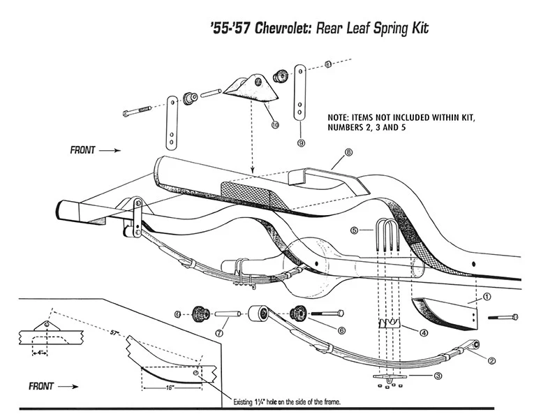 1955-57 Chevy Belair Leaf Springs, Rear - Image 4
