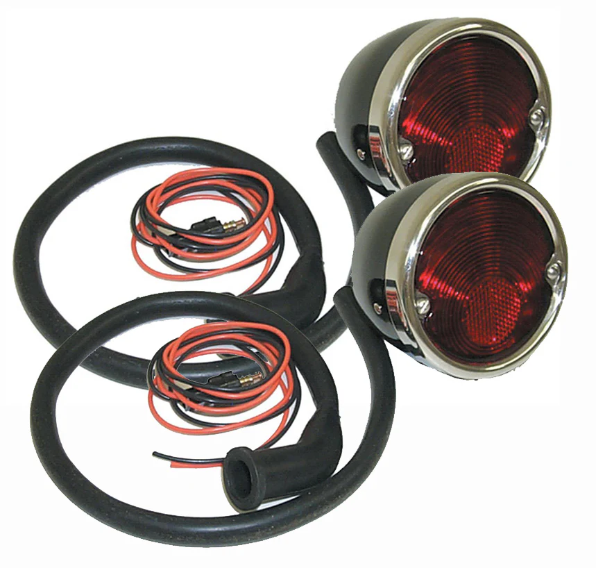 1955-59 Chevy/GMC Tail Light Assembly, LH or RH, Black w/ Polished Stainless Bezel, Each - Image 4