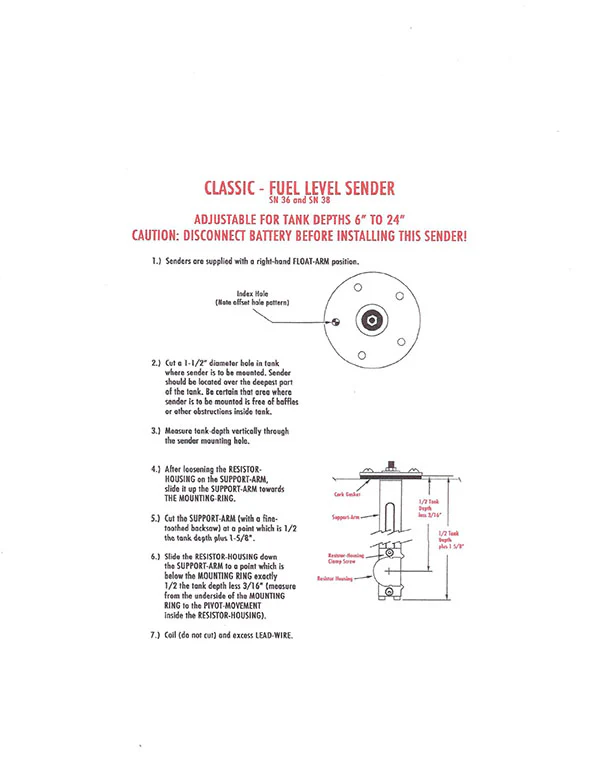 1955-59 Chevy, GMC Truck Gas Tank Sending Unit, 0-30 OHM - Image 5