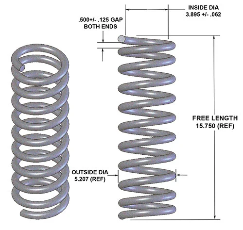 1958-64 Chevy Impala Lowered Coil Springs, FRONT (Select Engine) - Image 5