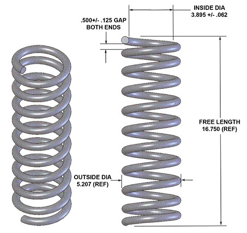 1958-64 Chevy Impala Lowered Coil Springs, FRONT (Select Engine) - Image 7