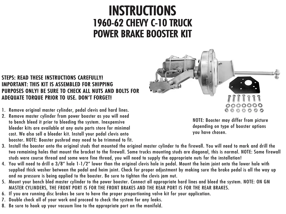 1960-66 Chevy, GMC Truck Power Brake Booster Kit - Image 3