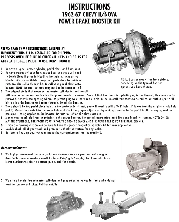 1962-67 Chevy 2 Nova Power Brake Booster Kit - Image 2
