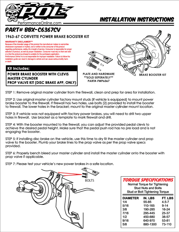 1963-67 Chevy Corvette Power Brake Booster Kit - Image 5
