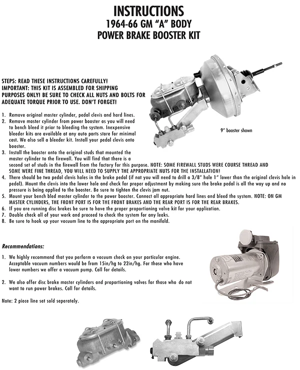 1964-66 Chevy Chevelle Power Brake Booster Kit - Image 3