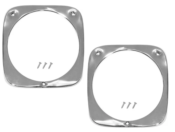1964-66 Chevy Truck Headlight Bezel Set, Chrome - Image 3