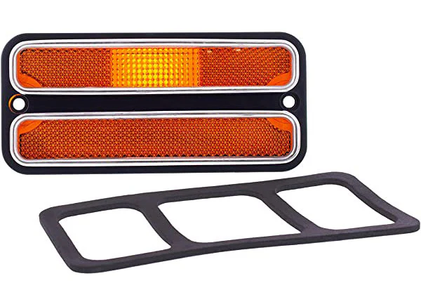1968-72 Chevy & GMC Side Marker Lens, Deluxe w/ Trim, Amber - Image 2