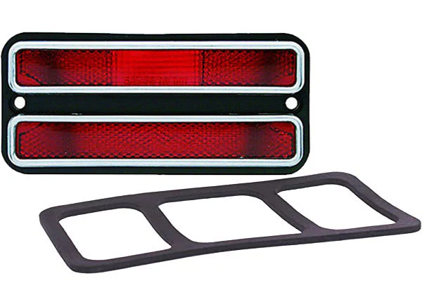 1968-72 Chevy & GMC Side Marker Lens, Deluxe w/ Trim, Red - Image 3