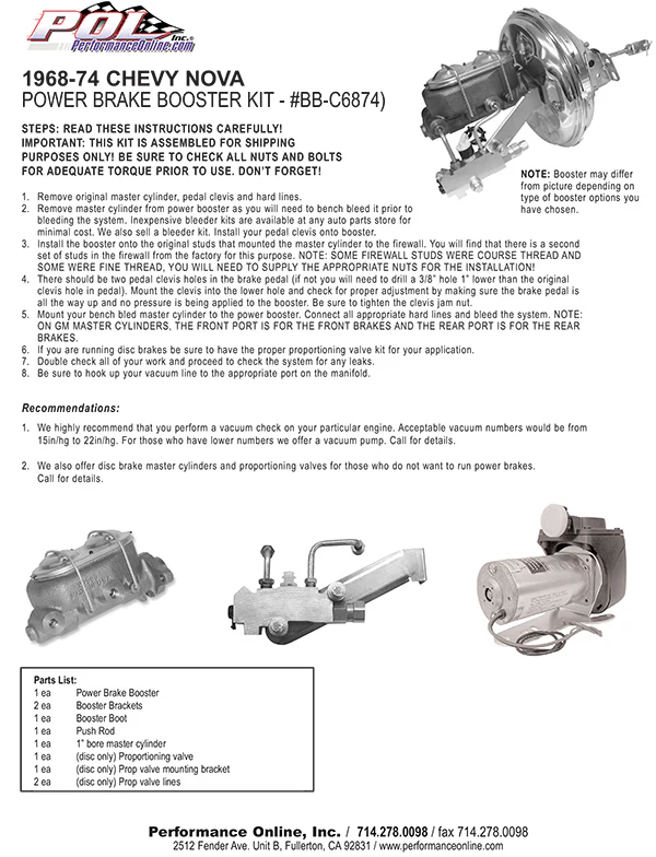 1968-74 Chevy Nova Power Brake Conversion - Image 3