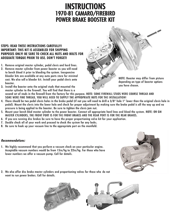 1970-81 Chevy Camaro Power Brake Conversion - Image 3