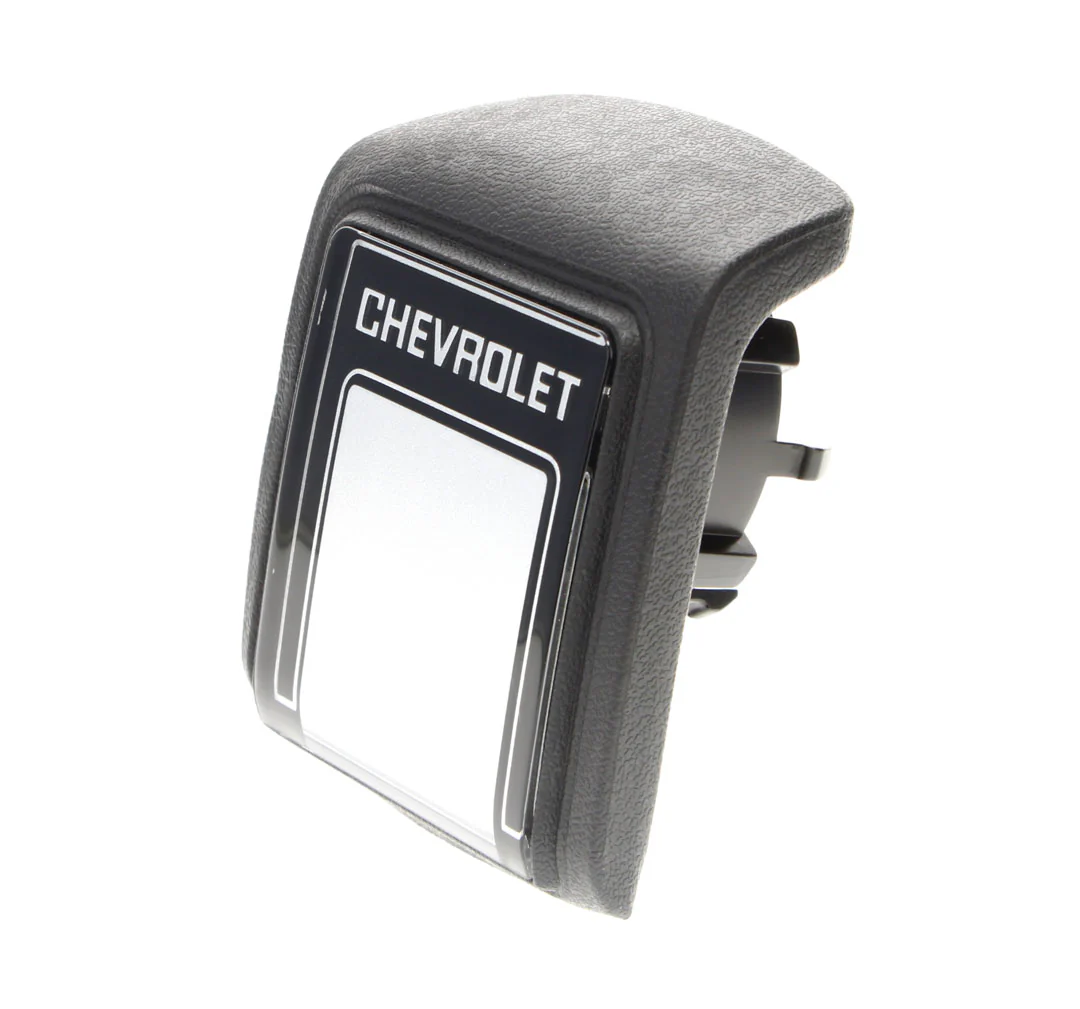 1978-91 Chevrolet Truck Steering Wheel Horn Button, Deluxe, Black & Silver - Image 2