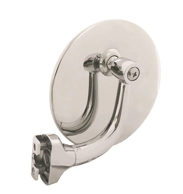 4" Peep Mirror, Polished Stainless Mirror with Chrome Curved Arm, RH or LH, Each - Image 2