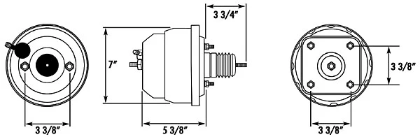 Power Brake Booster, 7" Dual Diaphragm, Chrome Plated - Image 3