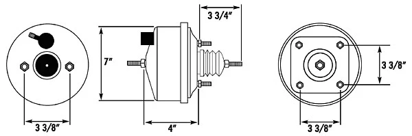 Power Brake Booster, 7" Single Diaphragm, Zinc Plated - Image 3