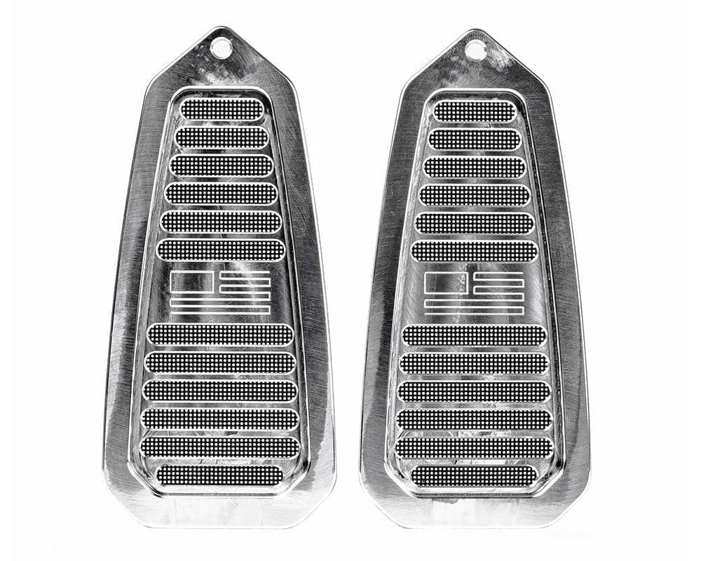 Camaro | Firebird 1967-1969 Billet Door Jamb Vents, Flag Logo - Image 2