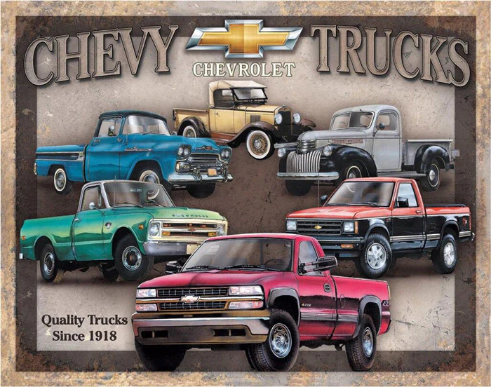 Chevy Trucks Tribute Metal Sign - Image 2