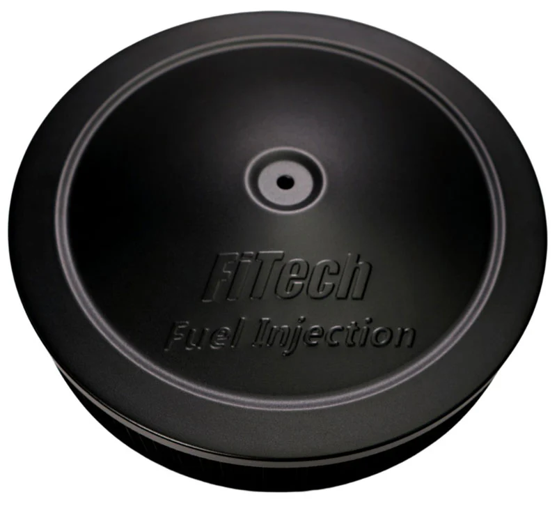 FiTech 14" Round Air Cleaner Assembly - Steel Matte Black Lid - Image 3