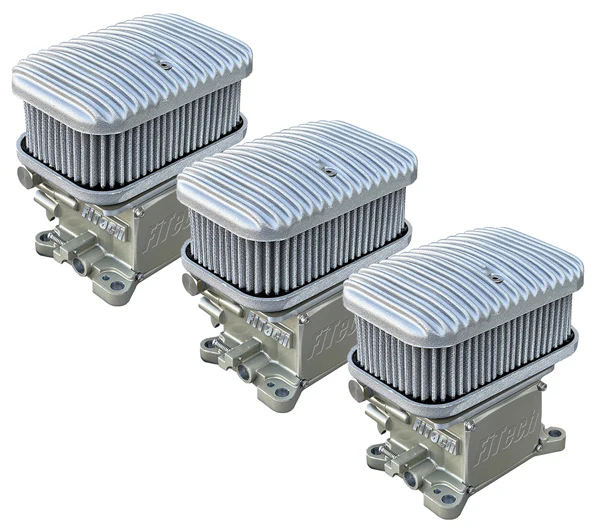 FiTech D-Shaped Cast Aluminum Tri-Power Air Filters, Polished Finished - Image 2