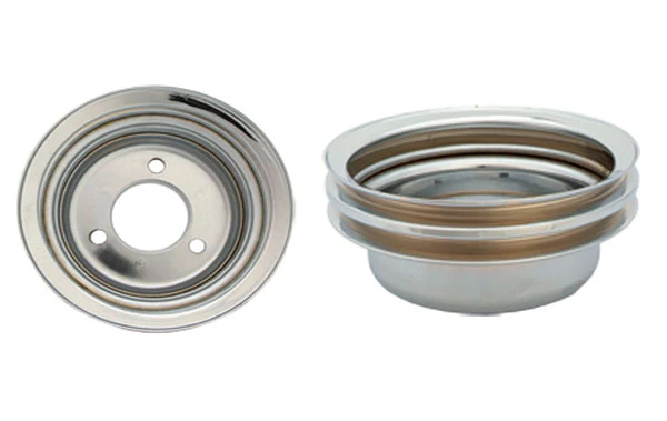 FORD CRANKSHAFT PULLEY, CHROME 2 GROOVE - Image 3
