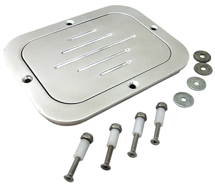 Fuel Tank and Master Cylinder Access Door, Billet Aluminum, Polished, Rectangular - Image 2