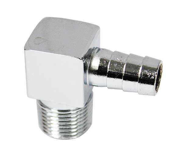 Fuel Tank Hose Fitting, 90 Degree, 3/8", Chrome - Image 2