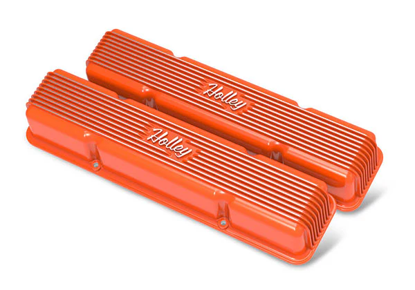 Holley Vintage Finned Aluminum Valve Covers - SBC No Emissions - Image 5