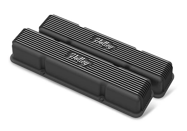 Holley Vintage Finned Aluminum Valve Covers - SBC No Emissions - Image 7