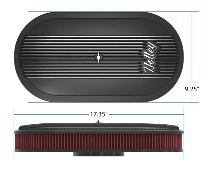 Holley Vintage Series Finned Oval Air Cleaner Assembly - Image 8
