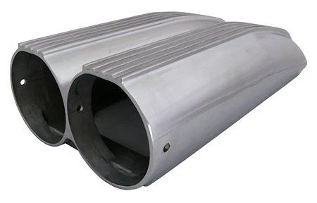 Hood Scoop, ShotGun Style, Polished Aluminum, Finned, Bug Catcher - Image 3