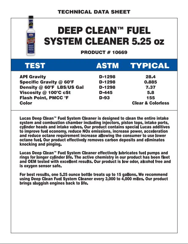 Lucas Oil 10669 Fuel System Deep Clean - Image 3