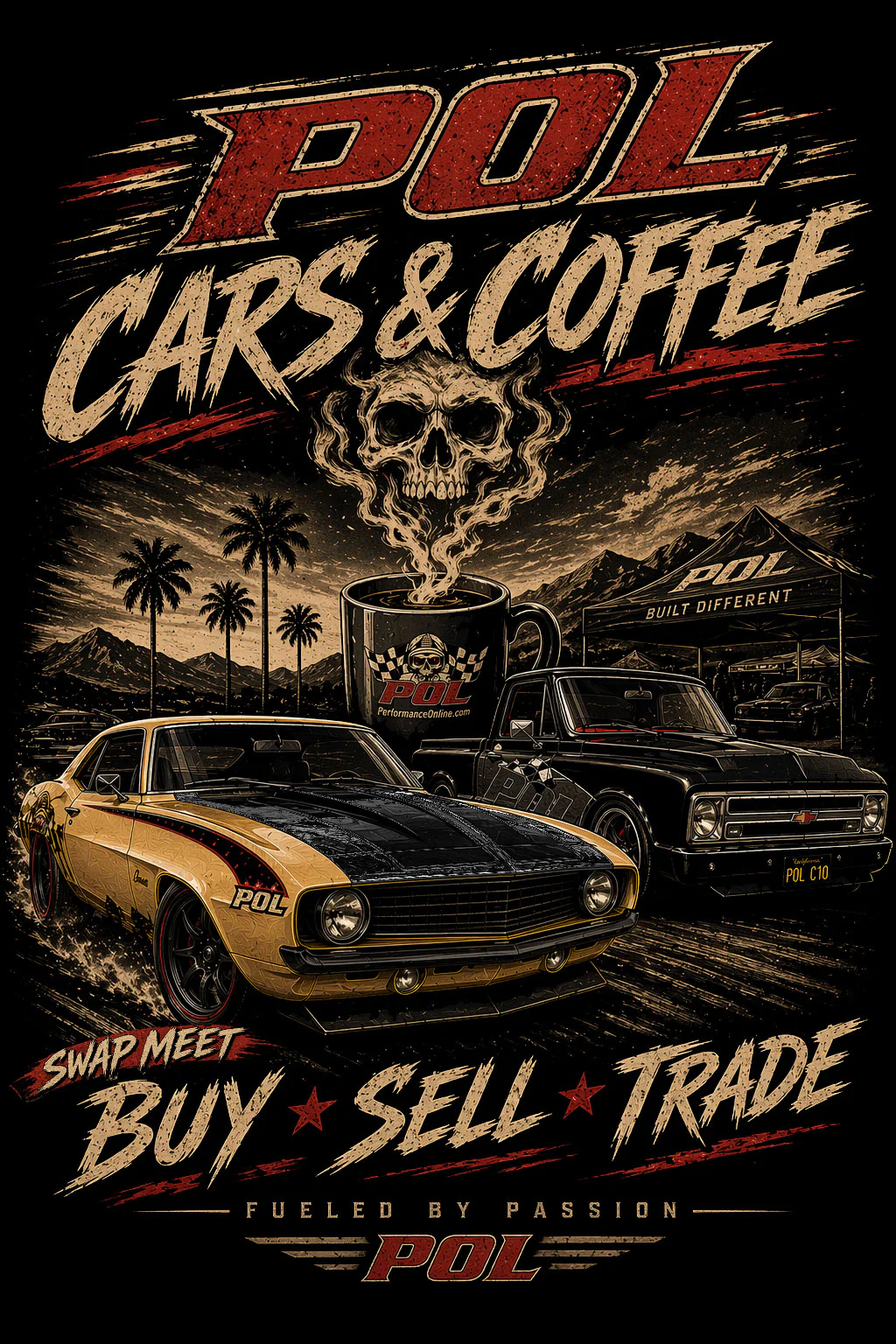 Performance Online Cars and Coffee Swapmeet T-Shirt - Image 2