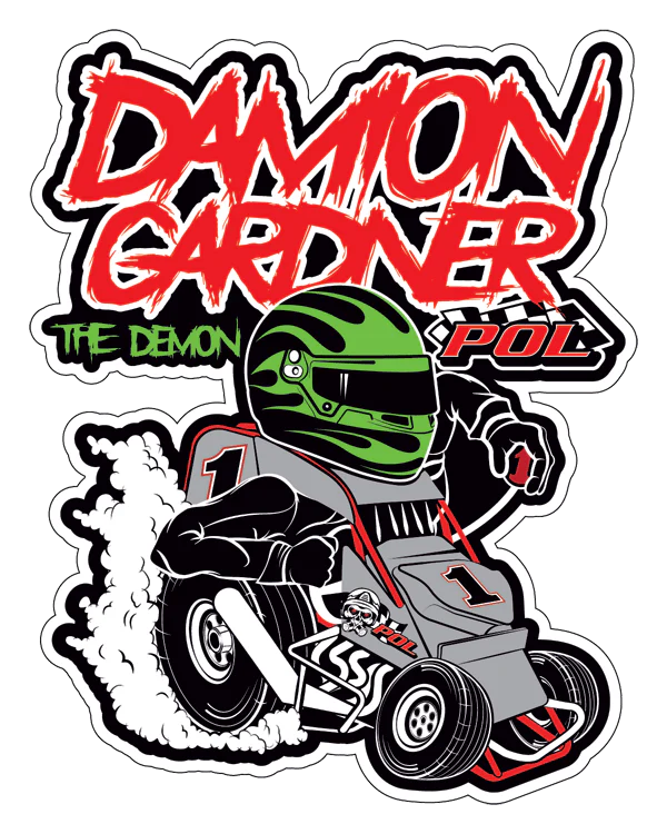 POL-Performance Online / Damion Gardner Sprint Car Cartoon Decal - Image 3