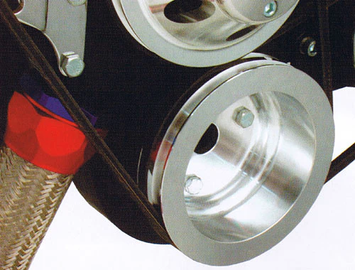 Small Block Chevy Crankshaft Pulley with Long Water Pump, Aluminum 2 & 3 Groove - Image 3