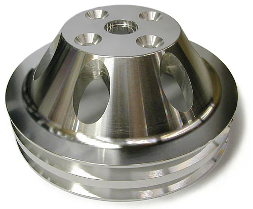 SMALL BLOCK CHEVY LONG WATER PUMP PULLEY, ALUMINUM 2 GROOVE - Image 3