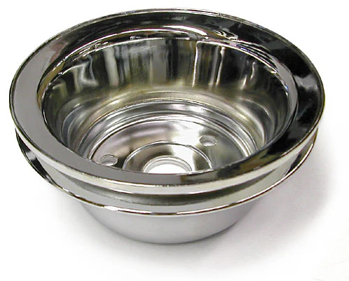 SMALL BLOCK CHEVY LWP CRANKSHAFT PULLEY, CHROME SINGLE GROOVE - Image 3