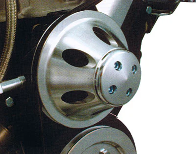 SMALL BLOCK CHEVY SHORT WATER PUMP PULLEY, ALUMINUM SINGLE GROOVE - Image 4