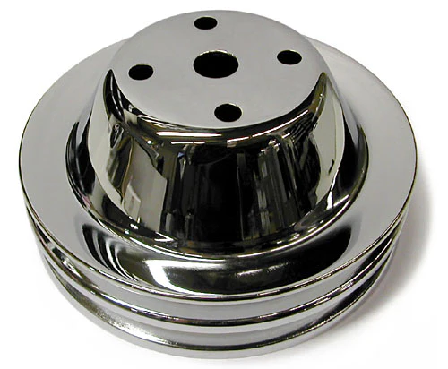 SMALL BLOCK CHEVY SHORT WATER PUMP PULLEY, CHROME 2 GROOVE - Image 3