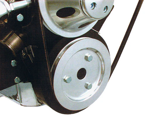 SMALL BLOCK CHEVY SWP CRANKSHAFT PULLEY, ALUMINUM SINGLE GROOVE - Image 3