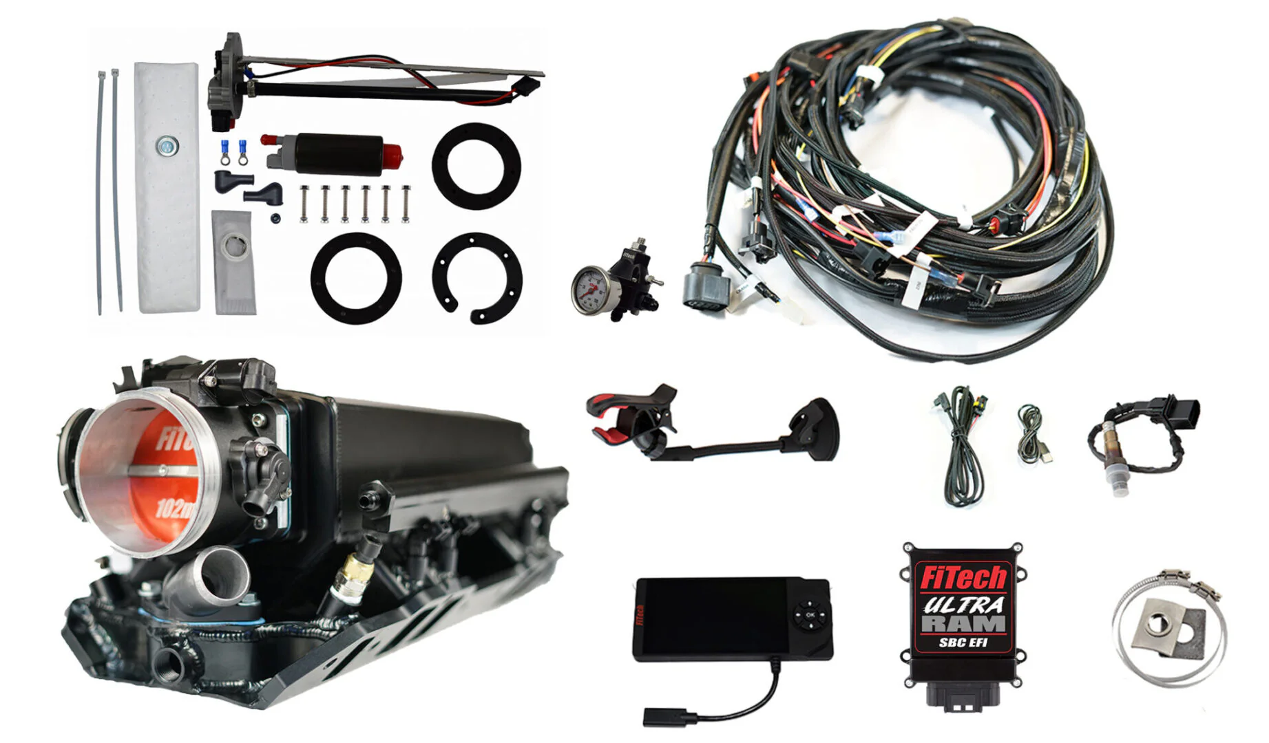 Ultra Ram 800 HP Chevy Big Block Rectangle Port EFI System With Go Fuel 340 LPH In-Tank & Go Fuel Tight Fit Regulator Master Kit - Image 2
