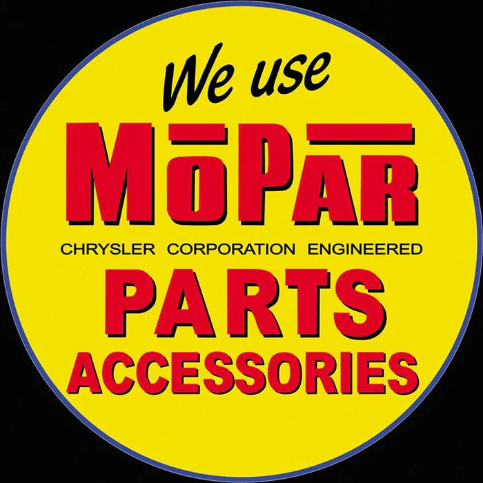 We Use Mopar Parts and Accessories Round Metal Sign - Image 3